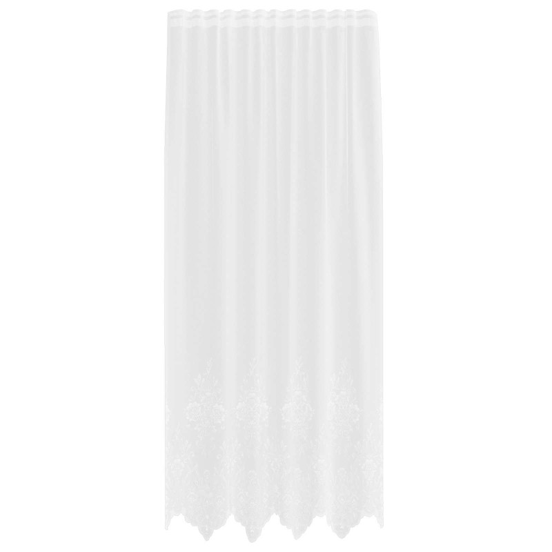 Firanka Koronkowa z zasłonami Biały 245x150cm Poliester