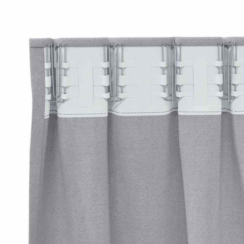 Firany blackout z kółkami 2 pcs Metaliczny Szary 175 x 140 cm