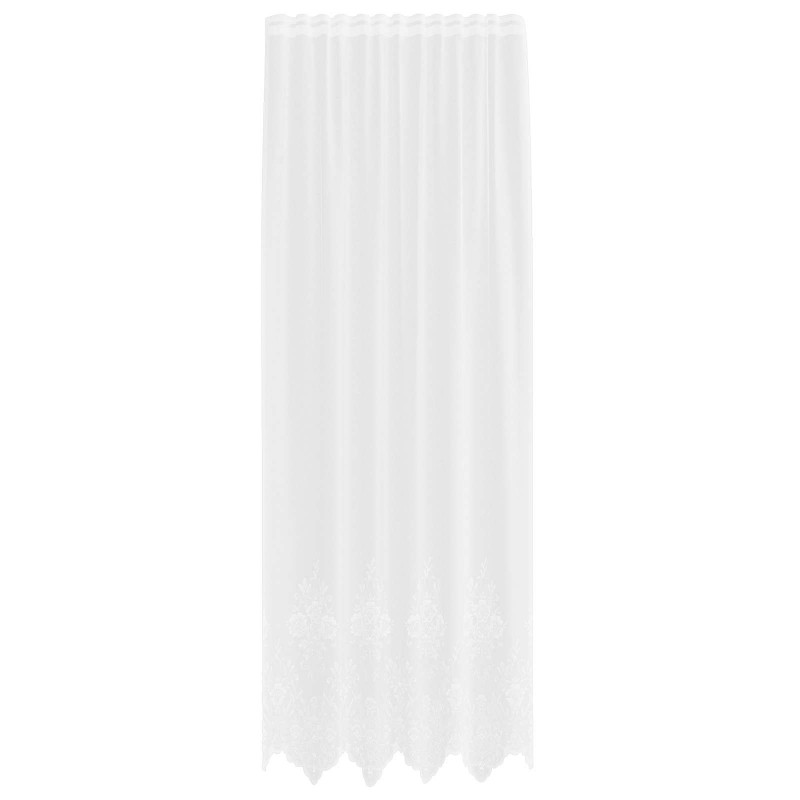 Firanka Koronkowa z zasłonami Biały 300 x 150 cm Poliester