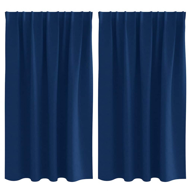 Firany blackout z kółkami 2 pcs Ciemnoniebieski 140 x 140 cm