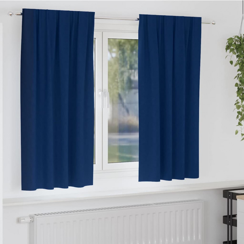 Firany blackout z kółkami 2 pcs Ciemnoniebieski 175 x 140 cm