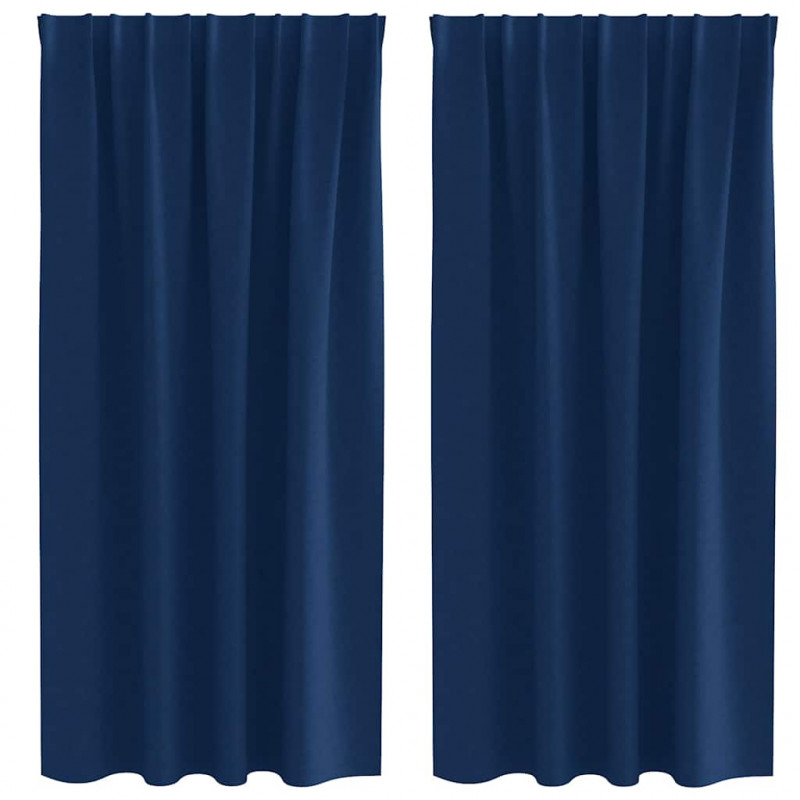 Firany blackout z kółkami 2 pcs Ciemnoniebieski 175 x 140 cm