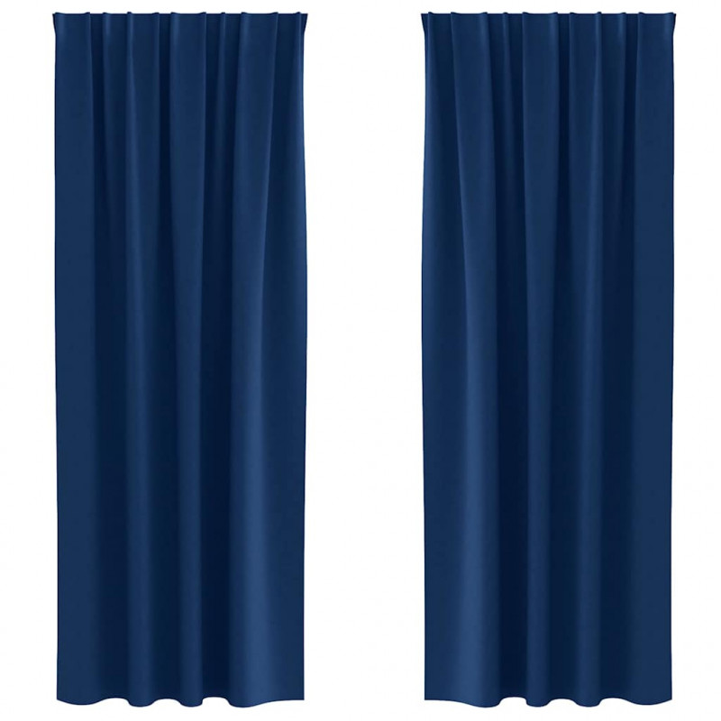 Firany blackout z kółkami 2 pcs Ciemnoniebieski 225 x 140 cm