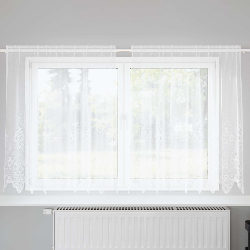 Firanka Koronkowa z zasłonami Biały 140 x 200 cm Poliester