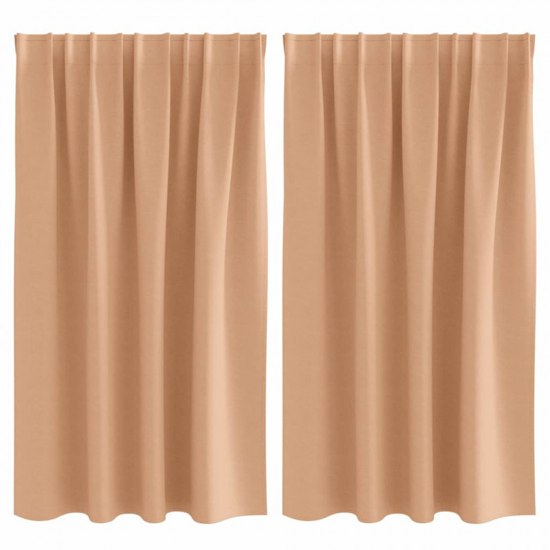 Firany blackout z kółkami 2 pcs Jasny Brąz 140 x 140 cm
