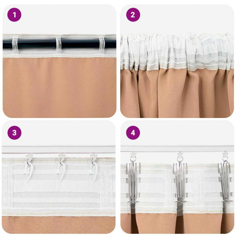 Firany blackout z kółkami 2 pcs Jasny Brąz 245 x 140 cm