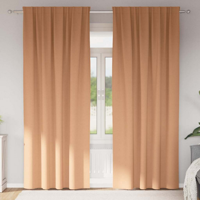 Firany blackout z kółkami 2 pcs Jasny Brąz 260 x 140 cm