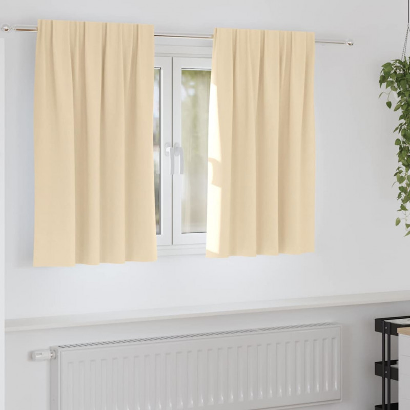 Firany blackout z kółkami 2 pcs Kremowy 140 x 140 cm Poliester