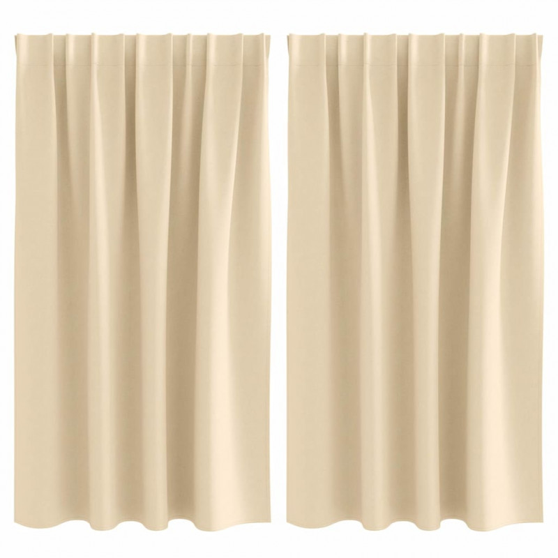 Firany blackout z kółkami 2 pcs Kremowy 140 x 140 cm Poliester