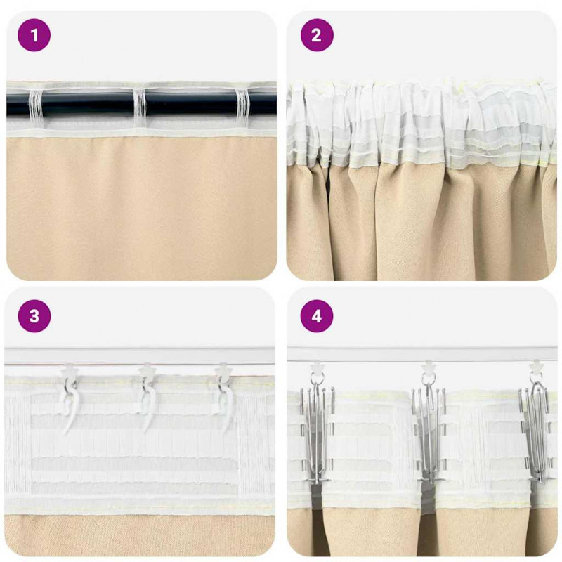 Firany blackout z kółkami 2 pcs Kremowy 225 x 140 cm Poliester