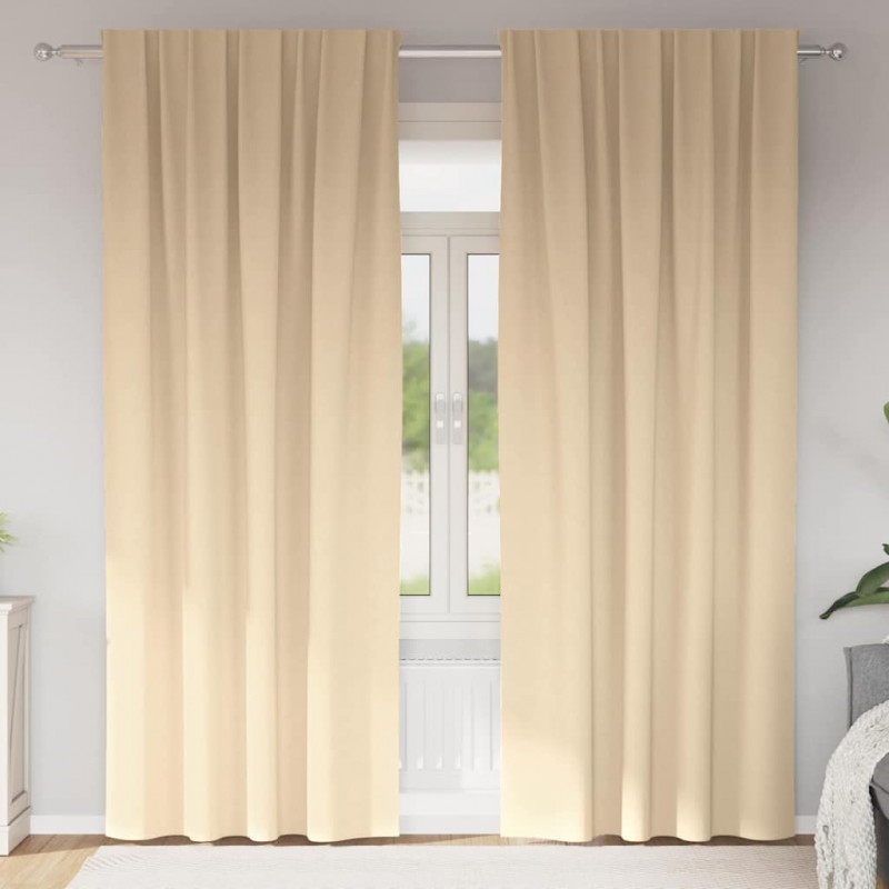 Firany blackout z kółkami 2 pcs Kremowy 260 x 140 cm Poliester