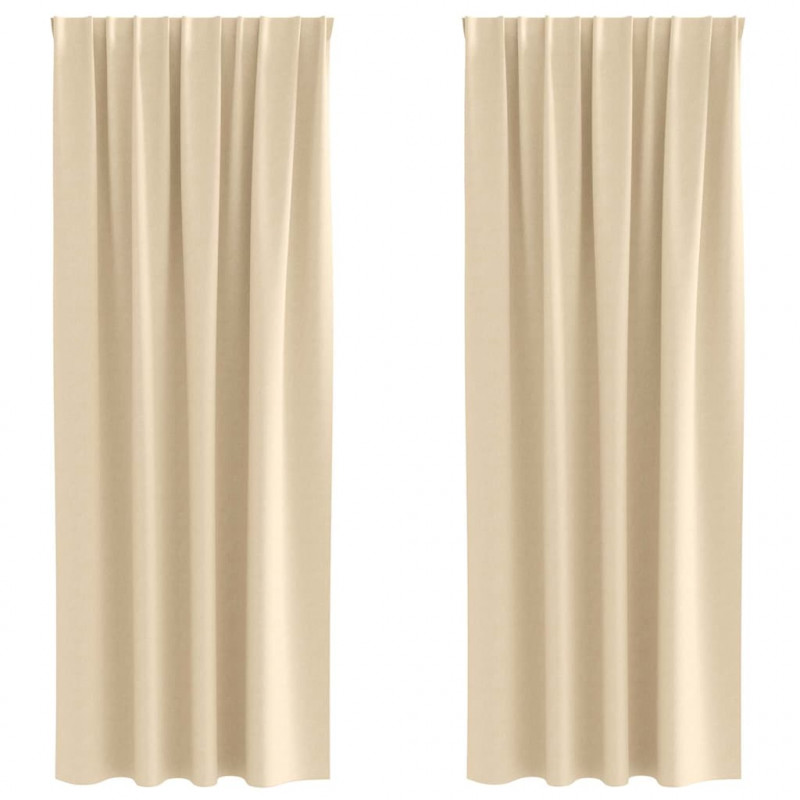 Firany blackout z kółkami 2 pcs Kremowy 260 x 140 cm Poliester