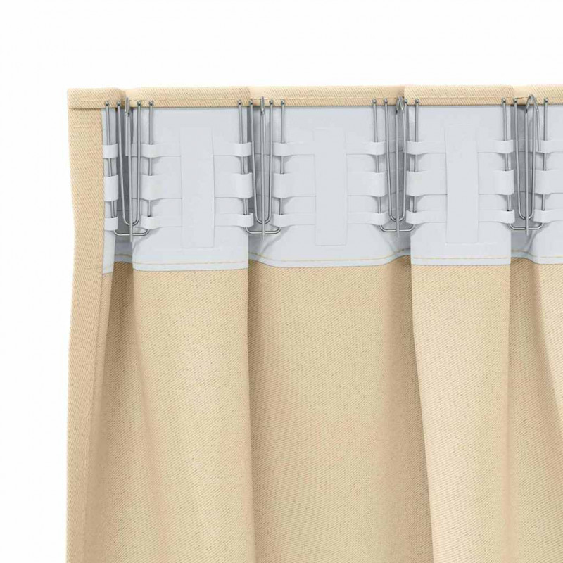 Firany blackout z kółkami 2 pcs Kremowy 260 x 140 cm Poliester