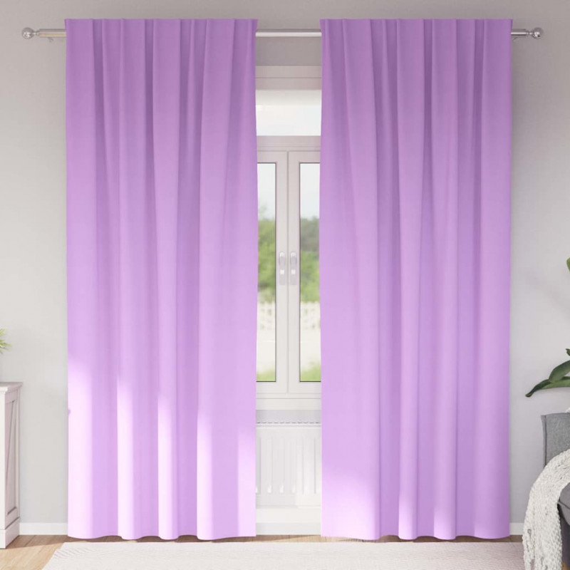 Firany blackout z kółkami 2 pcs Fioletowy 225 x 140 cm