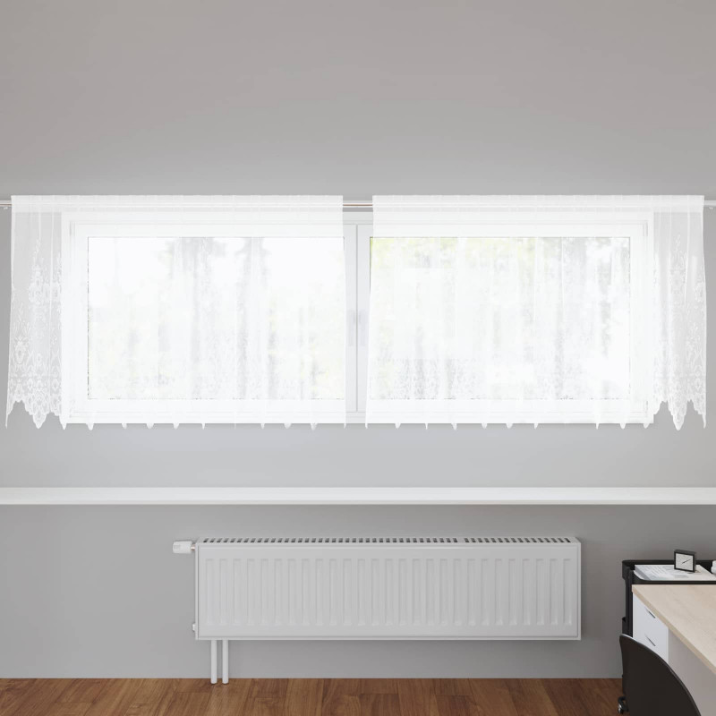Firanka Koronkowa z zasłonami Biały 100 x 300 cm Poliester