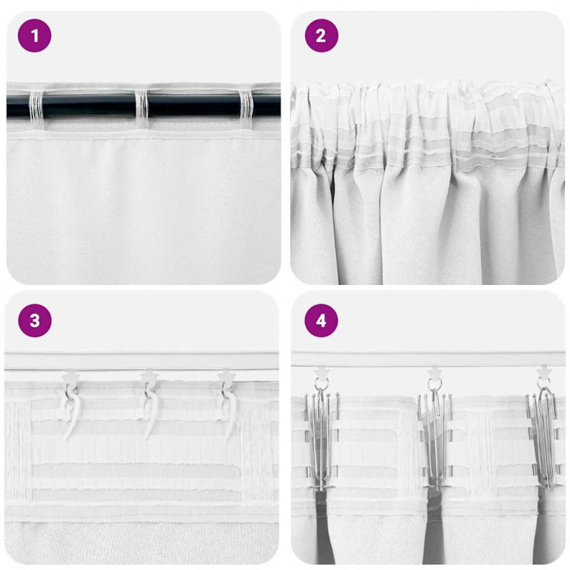 Firany blackout z kółkami 2 pcs Jasna biel 260 x 140 cm