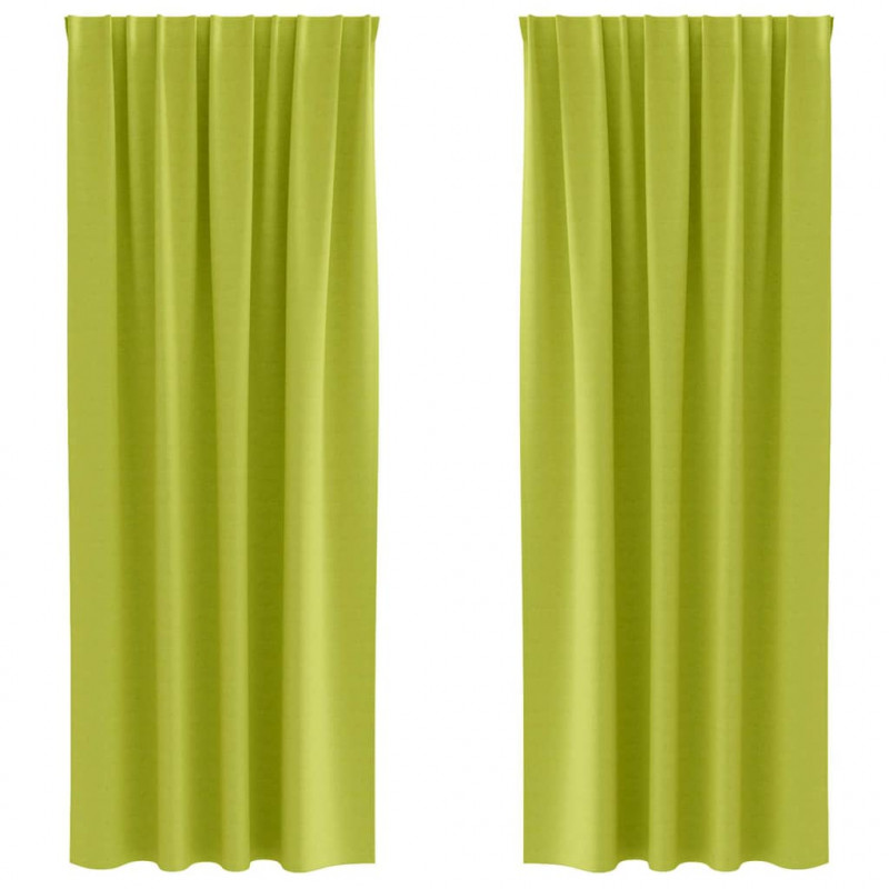 Firany blackout z kółkami 2 pcs Zielony 225 x 140 cm Poliester
