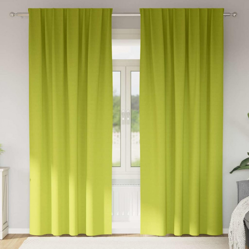 Firany blackout z kółkami 2 pcs Zielony 260 x 140 cm Poliester