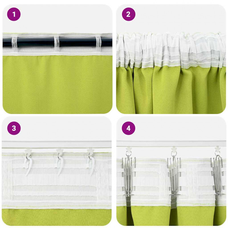 Firany blackout z kółkami 2 pcs Zielony 260 x 140 cm Poliester