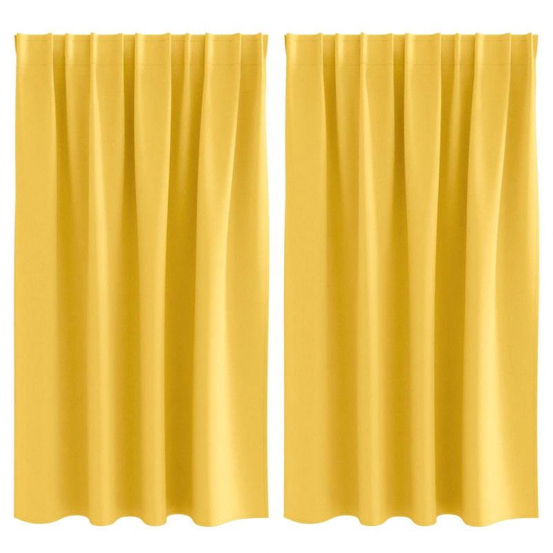 Firany blackout z kółkami 2 pcs Musztardowy Żółty 140 x 140 cm