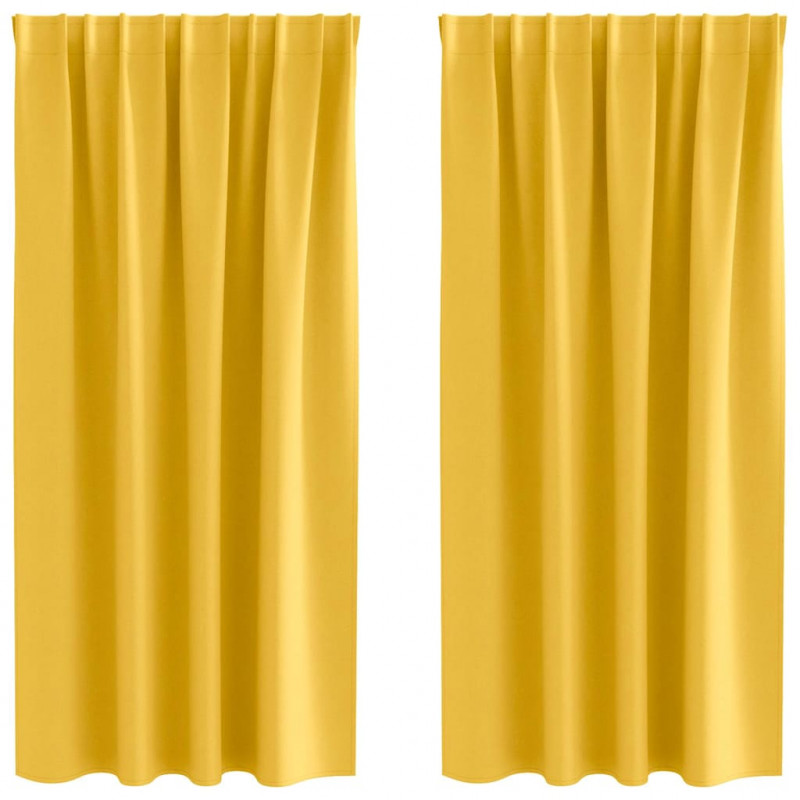 Firany blackout z kółkami 2 pcs Musztardowy Żółty 175 x 140 cm