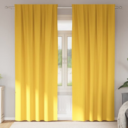 Firany blackout z kółkami 2 pcs Musztardowy Żółty 225 x 140 cm