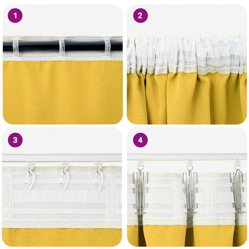 Firany blackout z kółkami 2 pcs Musztardowy Żółty 225 x 140 cm