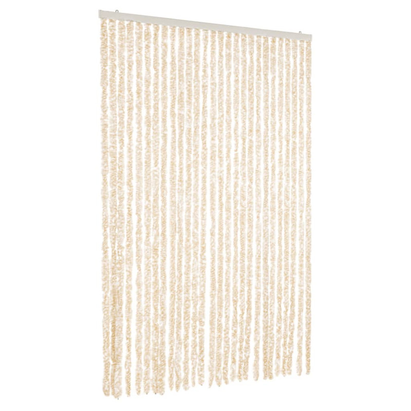 Zasłona przeciwko owadom, beżowo-biała, 118x220 cm, szenil