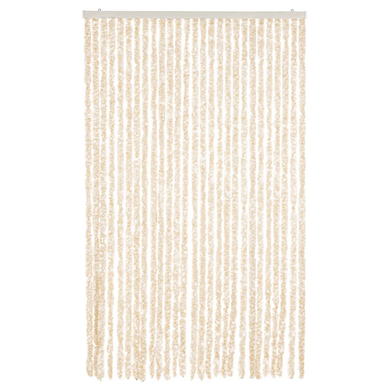 Zasłona przeciwko owadom, beżowo-biała, 118x220 cm, szenil