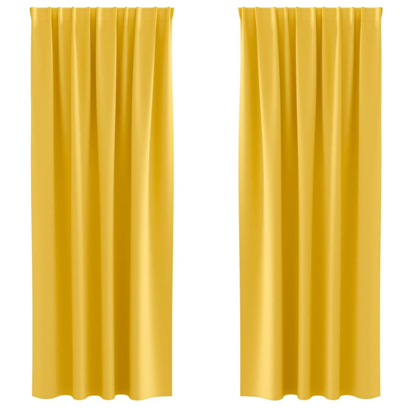 Firany blackout z kółkami 2 pcs Musztardowy Żółty 245 x 140 cm