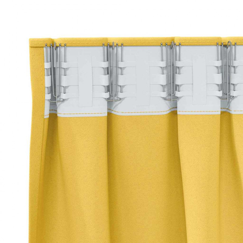 Firany blackout z kółkami 2 pcs Musztardowy Żółty 245 x 140 cm