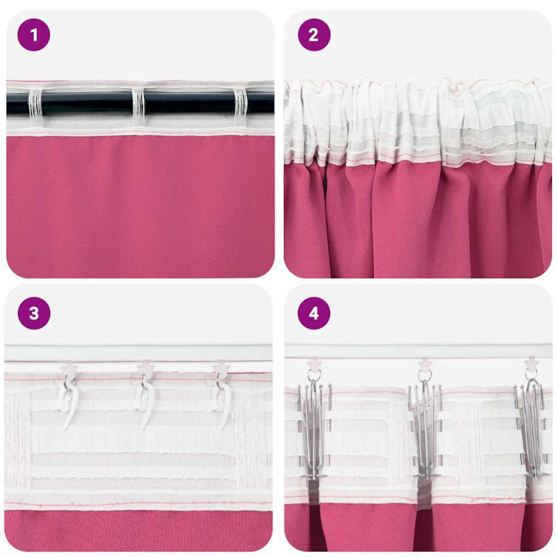 Firany blackout z kółkami 2 pcs Jasnoróżowy 140 x 140 cm