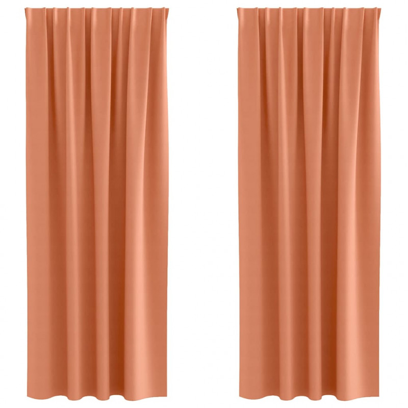 Firany blackout z kółkami 2 pcs terakota 225 x 140 cm Poliester