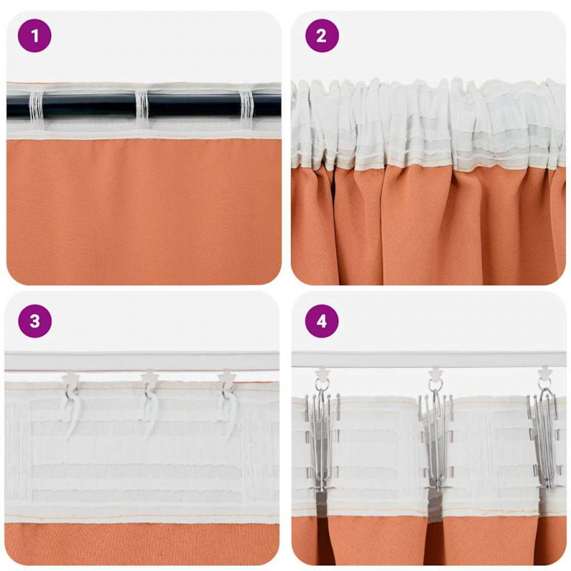 Firany blackout z kółkami 2 pcs terakota 225 x 140 cm Poliester