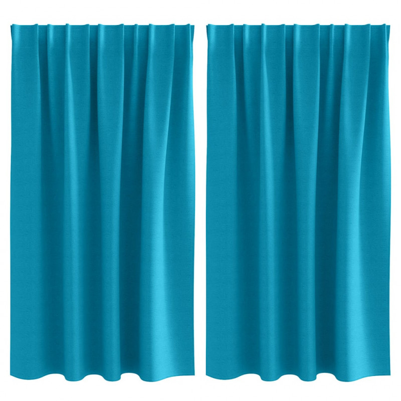Firany blackout z kółkami 2 pcs Turkusowy 140 x 140 cm