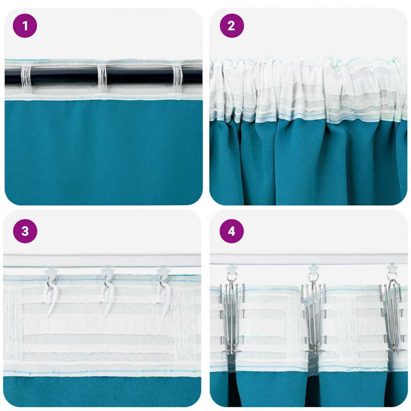 Firany blackout z kółkami 2 pcs Turkusowy 140 x 140 cm
