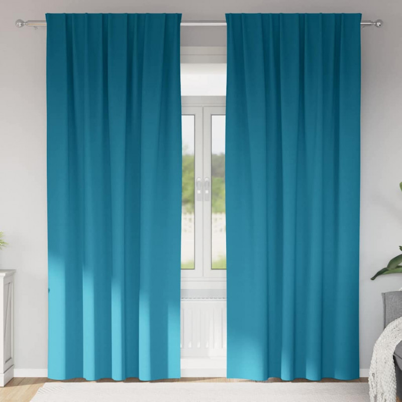Firany blackout z kółkami 2 pcs Turkusowy 245 x 140 cm