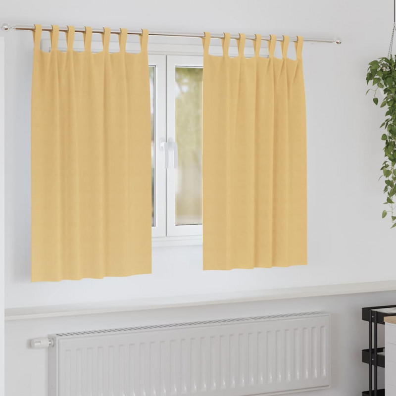 Firany blackout z kółkami 2 pcs Beżowy 140 x 140 cm Poliester