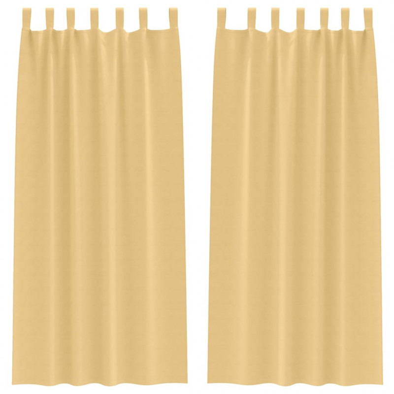 Firany blackout z kółkami 2 pcs Beżowy 245 x 140 cm Poliester