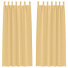 Firany blackout z kółkami 2 pcs Beżowy 245 x 140 cm Poliester