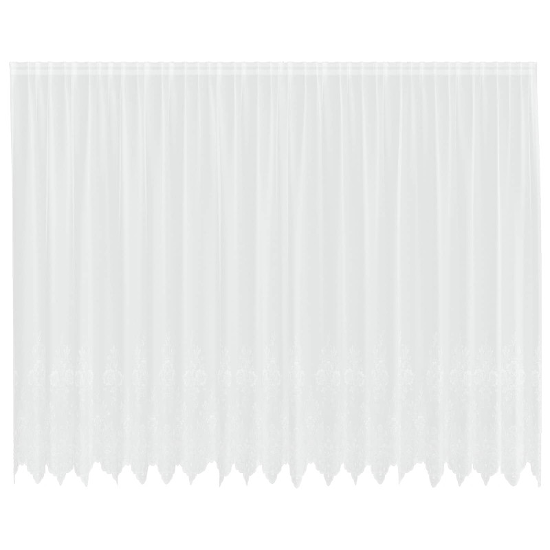 Firanka Koronkowa z zasłonami Biały 240 x 500 cm Poliester