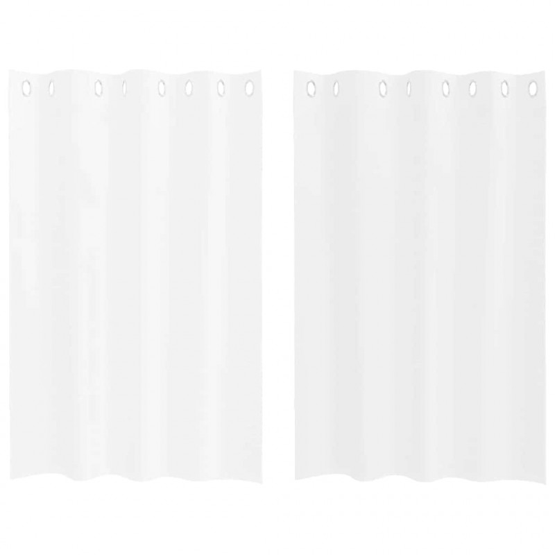 Firany Voile z zasłonami 2 pcs Biały 140 x 140 cm Poliester