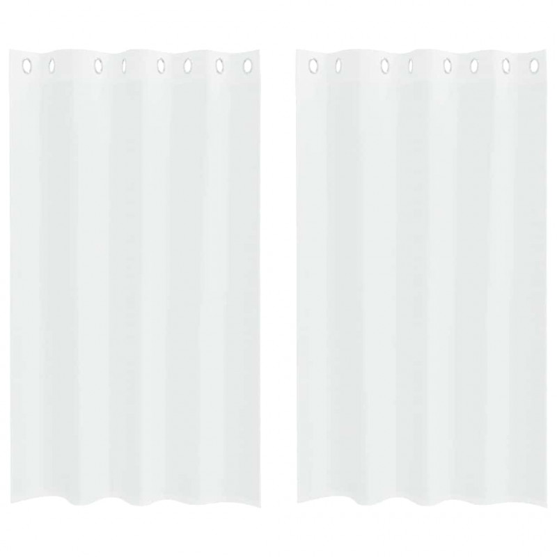 Firany Voile z zasłonami 2 pcs Biały 175 x 140 cm Poliester