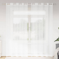 Firany Voile z zasłonami 2 pcs Biały 245 x 140 cm Poliester