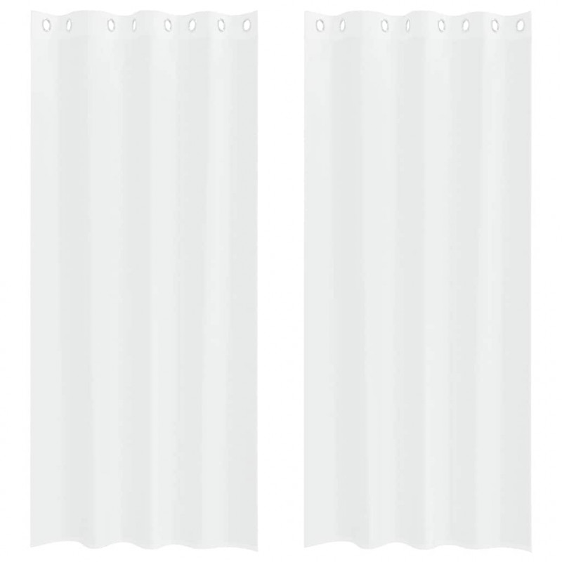 Firany Voile z zasłonami 2 pcs Biały 260 x 140 cm Poliester