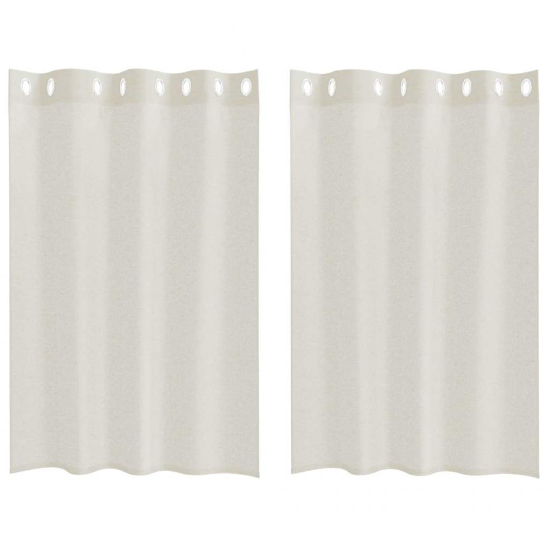 Firany Voile z zasłonami 2 pcs Kremowy 140 x 140 cm Poliester