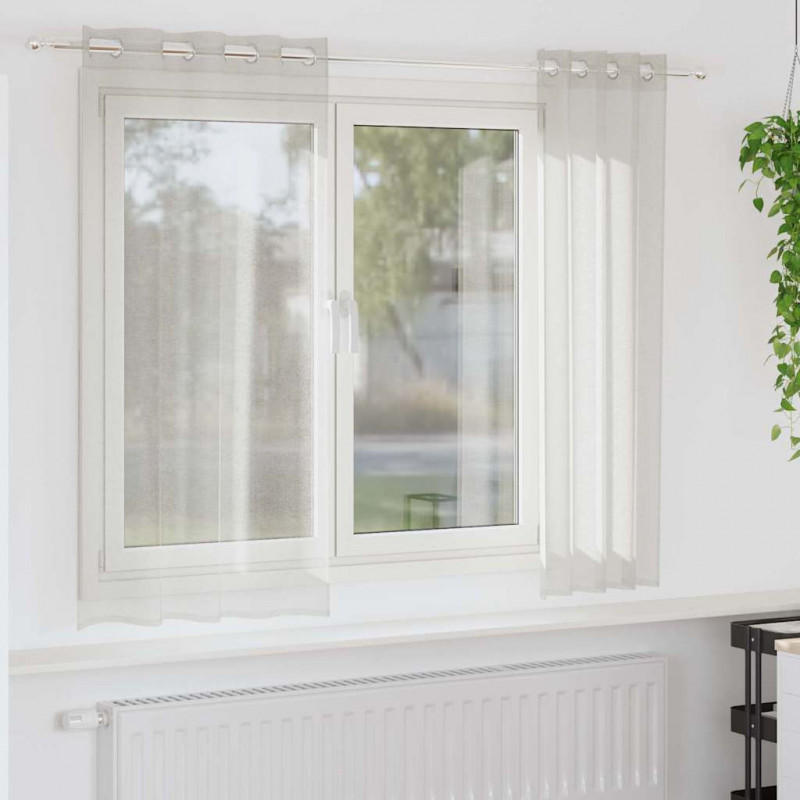 Firany Voile z zasłonami 2 pcs Kremowy 175 x 140 cm Poliester