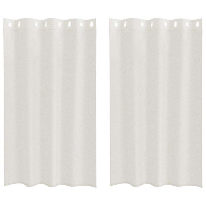 Firany Voile z zasłonami 2 pcs Kremowy 175 x 140 cm Poliester