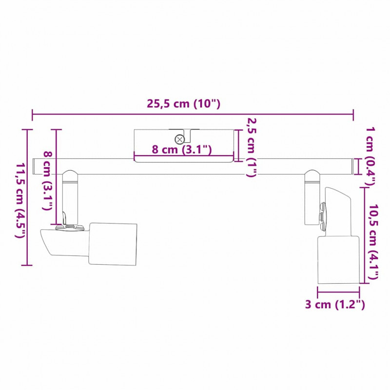 Reflektor sufitowy Z reflektorami Nikiel 25,5 x 8 x 11 cm Stal
