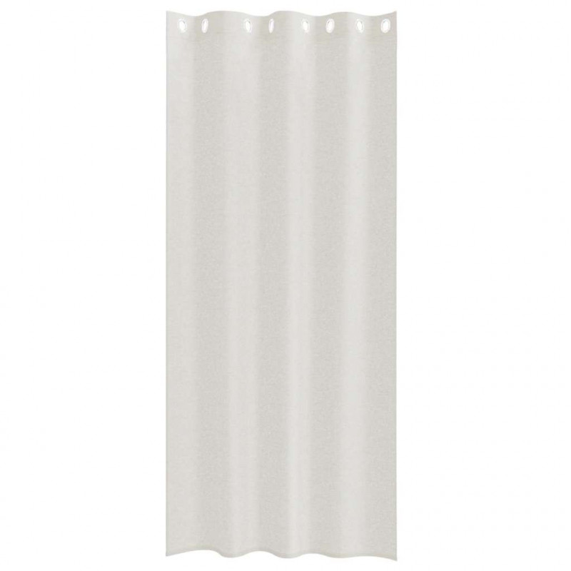 Firany Voile z zasłonami 2 pcs Kremowy 225 x 140 cm Poliester
